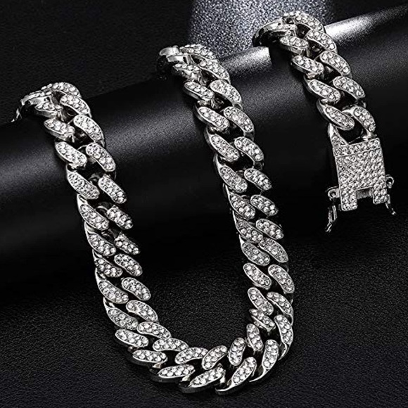 14k White Gold Miami Cuban w/ Zirconia Diamonds - Picture 3 of 3